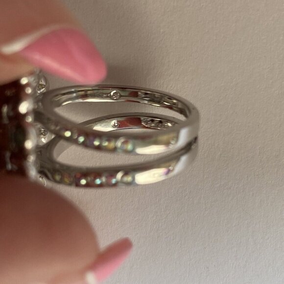 SWAROVSKI ring Round Flower Statement Cocktail size 52 Size 6 Silver No Box - Picture 6 of 9